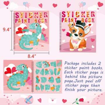 90shine 2PCS Valentine's Day Gifts for Kids Sticker Books - Valentines Crafts Ages 4-8 Create 22 Pictures