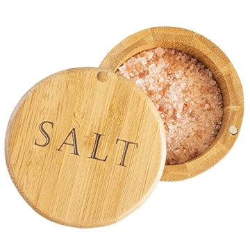 Elegant Bamboo Salt Cellar with Magnetic Lid for Kitchen