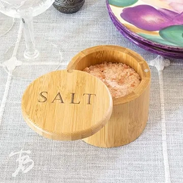 Elegant Bamboo Salt Cellar with Magnetic Lid for Kitchen