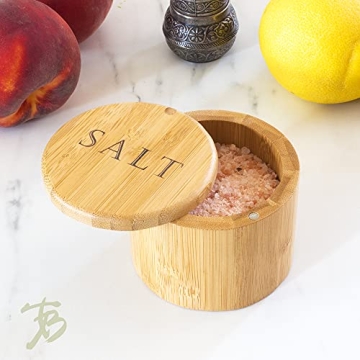 Elegant Bamboo Salt Cellar with Magnetic Lid for Kitchen