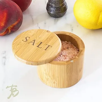 Elegant Bamboo Salt Cellar with Magnetic Lid for Kitchen