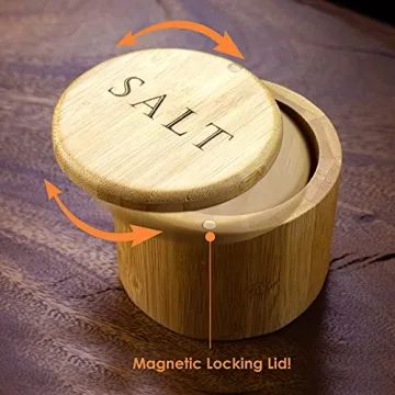 Elegant Bamboo Salt Cellar with Magnetic Lid for Kitchen
