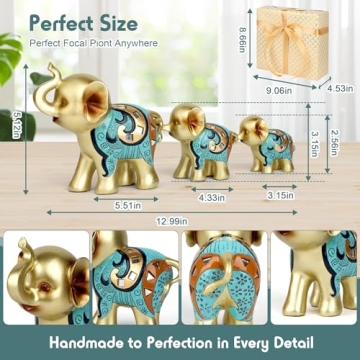 Kresecioo Gold Elephant Statue Set - Home & Gifts