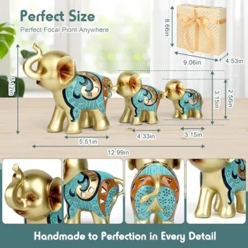 Kresecioo Gold Elephant Statue Set - Home & Gifts