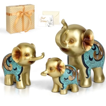 Kresecioo Gold Elephant Statue Set - Home & Gifts