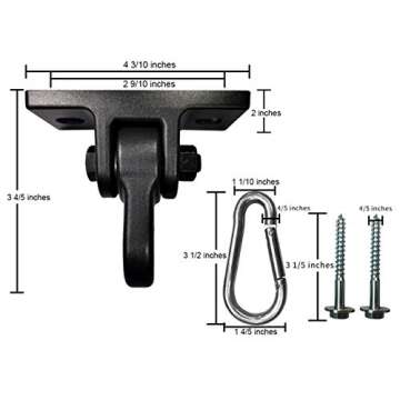 ABUSA Heavy Duty Black Swing Hangers Screws Bolts Included Over 5000 lb Capacity Playground Porch Yoga Seat Trapeze Wooden Sets Indoor Outdoor 2 Pack