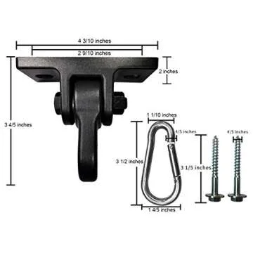 ABUSA Heavy Duty Black Swing Hangers Screws Bolts Included Over 5000 lb Capacity Playground Porch Yoga Seat Trapeze Wooden Sets Indoor Outdoor 2 Pack