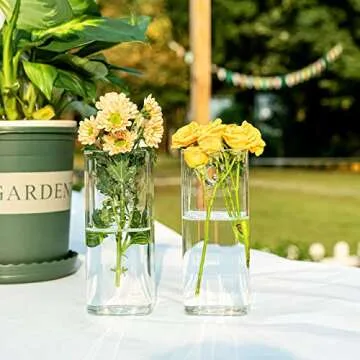 Kingbuy Plant Terrarium Container Propagation Station Square Tube Vase Wall Hanging Glass Planter Indoor Hydroponic Plants Home Office Garden Decor, 2 Pack