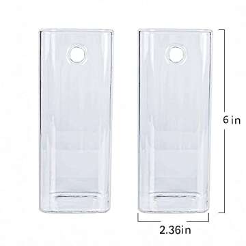 Kingbuy Plant Terrarium Container Propagation Station Square Tube Vase Wall Hanging Glass Planter Indoor Hydroponic Plants Home Office Garden Decor, 2 Pack