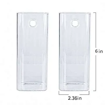 Kingbuy Plant Terrarium Container Propagation Station Square Tube Vase Wall Hanging Glass Planter Indoor Hydroponic Plants Home Office Garden Decor, 2 Pack