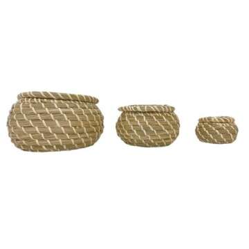 Ikea IKE-803.281.45 FRYKEN Baskets with Lid Made of Seagrass Beach Oats, Set of 3