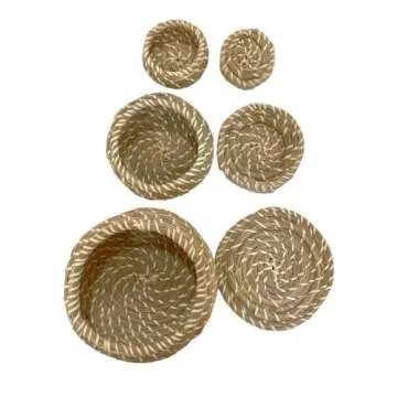 Ikea IKE-803.281.45 FRYKEN Baskets with Lid Made of Seagrass Beach Oats, Set of 3