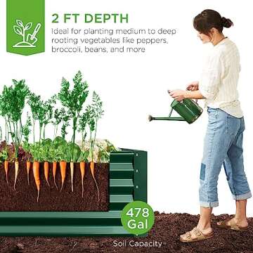 Best Choice Products 8x4x2ft Outdoor Metal Raised Garden Bed, Deep Root Planter Box for Vegetables, ...