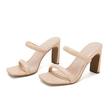 Coutgo Womens Square Open Toe Heeled Sandals - Chic Design