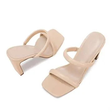 Coutgo Womens Square Open Toe Heeled Sandals - Chic Design