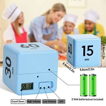 Cube Timers Kitchen Square Workout Exercise Game Countdown Gravity Sensor Flip Timer 15-20-30-60 Min...