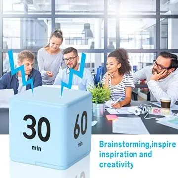 Cube Timers Kitchen Square Workout Exercise Game Countdown Gravity Sensor Flip Timer 15-20-30-60 Minutes for Management, 2.6 Inch(Blue)