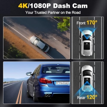 4K/1080P Dual Dash Cam with WiFi and 64GB SD Card