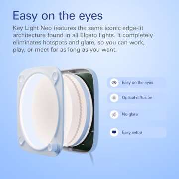 Elgato Key Light Neo – Professional Video Call Light, No Glare, Adjustable Monitor Mount, Manual or Wi-Fi Control, Office/Streaming, Teams/Zoom/Slack/Twitch/Youtube – Plug-’n-Play on Laptop, PC, Mac
