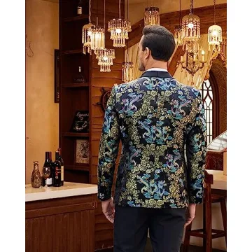 Stylish COOFANDY Men's Floral Tuxedo Jacket for Weddings