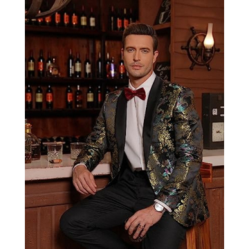 Stylish COOFANDY Men's Floral Tuxedo Jacket for Weddings
