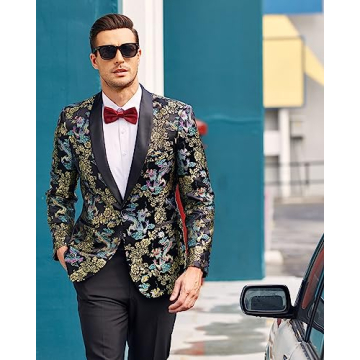 Stylish COOFANDY Men's Floral Tuxedo Jacket for Weddings