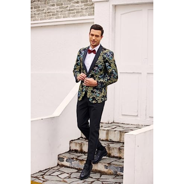 Stylish COOFANDY Men's Floral Tuxedo Jacket for Weddings