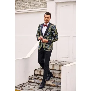 Stylish COOFANDY Men's Floral Tuxedo Jacket for Weddings