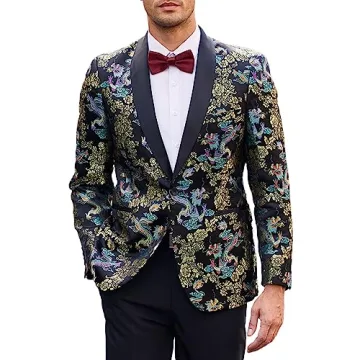 Stylish COOFANDY Men's Floral Tuxedo Jacket for Weddings