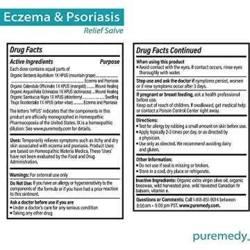 Puremedy Eczema & Psoriasis Relief Ointment Homeopathic All Natural Salve Soothes and Relives Symptoms of Dry Itchy Flaky Scratchy or Weepy Skin - 2 oz Jar