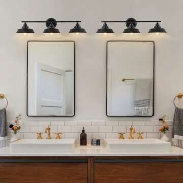 GoYeel Bathroom Vanity Light Fixtures Over Mirror， Matte Black Vanity Wall Sconce Lighting 3 Light...