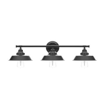 GoYeel Bathroom Vanity Light Fixtures Over Mirror， Matte Black Vanity Wall Sconce Lighting 3 Lights Rustic Farmhouse Vanity Light Industrial Indoor Wall Light Fixture for Bathroom Dressing Table