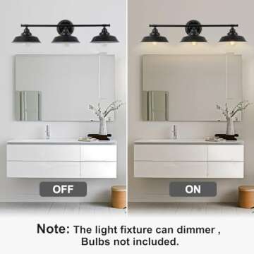 GoYeel Bathroom Vanity Light Fixtures Over Mirror， Matte Black Vanity Wall Sconce Lighting 3 Lights Rustic Farmhouse Vanity Light Industrial Indoor Wall Light Fixture for Bathroom Dressing Table