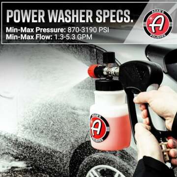 Adam's Premium Foam Cannon - Foam Cannon Soap Sprayer for Car Wash | Sprayer Cannister for Pressure Washer 1/4" Quick Disconnect