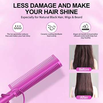 2 in 1 Hot Comb Hair Straightener for All Hair Types