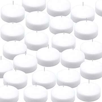 YYHC Set of 36 Unscented Floating Candles for Centerpieces, 3 Inch White Candles for Weddings and Sp...