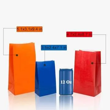 KEYYOOMY Small Red Paper Bags Red Party Favor Bags Party Goodie Bag Paper Lunch Bag (24 CT, 4.7 x 2....