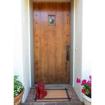 KAF Home New Coir Doormat, Heavy-Duty, Weather Resistant, Non-Slip PVC Backing, Indoor and Outdoor Use, Blue