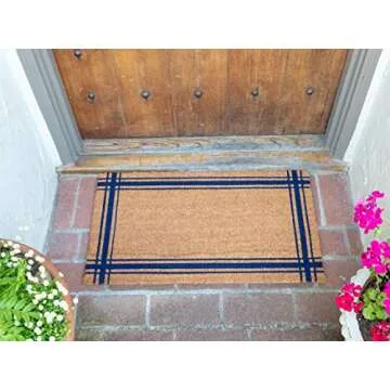 KAF Home New Coir Doormat, Heavy-Duty, Weather Resistant, Non-Slip PVC Backing, Indoor and Outdoor Use, Blue