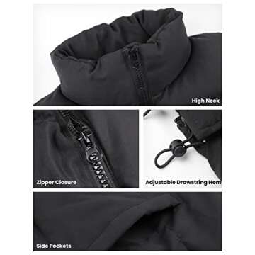 Athlisan Womens Zip Up Puffer Vest Stand Collar Sleeveless Padded Jacket Coat(Black-XXL)