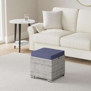 Best Choice Products Set of 2 Wicker Ottomans - Outdoor Furniture with Storage, Cushions, and Versat...