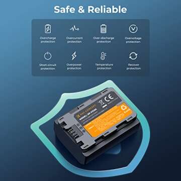 K&F Concept NP-FZ100 Battery and Dual Slot Charger Set for Sony A7iii, A7iv, A7C, A6700, A6600, ZV-E1, ZV-E10ii, FX3, FX30, A9, Alpha 9, Alpha 9S, A9S, A7R3, A7R4 Camera Batteries, 2280mAH
