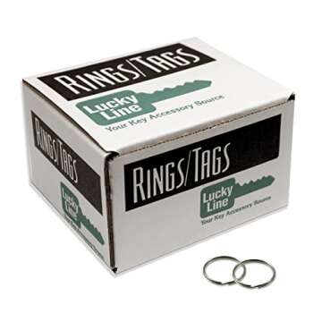 Lucky Line 1" Split Key Ring Bulk 100/Box, Nickel-Plated Tempered Steel, Heavy Duty Metal Key Chain ...