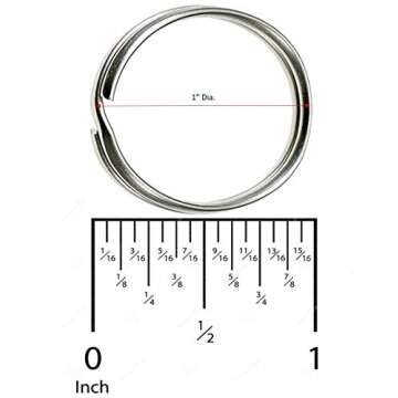 Lucky Line 1" Split Key Ring Bulk 100/Box, Nickel-Plated Tempered Steel, Heavy Duty Metal Key Chain Ring for Cars, Crafts, Lanyards