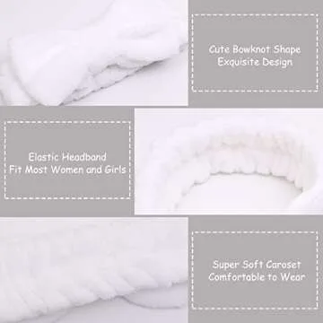 AiMHariacc Facial Bow Head band for Girls Washing Spa Headband Face Skincare Shower Fluffy Towel Headbands, Soft Microfiber Make up Women Coral Fleece Face Mask Hair Band 2 Pack (Black+White)