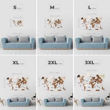 ENJOY THE WOOD 3D Wood World Map Wall Art Large Wood Wall Décor Housewarming Gift Idea Wood Wall Art World Travel Map For Home & Kitchen or Office (XL, Multicolored)