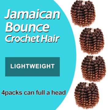 Jamaican Bounce Crochet Hair - 4 Packs 6 Inch Jumps