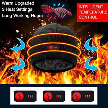 Autocastle 7.4V Heated Hat Men Women Battery Heat Cap Winter Warm Rechargeable Electric Battery Knit...