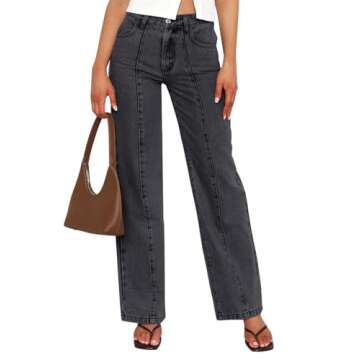 NIMIN Wide Leg Jeans for Women High Waisted Baggy Denim Pants Straight Leg Casual Jeans Mid Rise Cut...