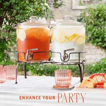 Double Glass Drink Dispenser with Stand for Parties